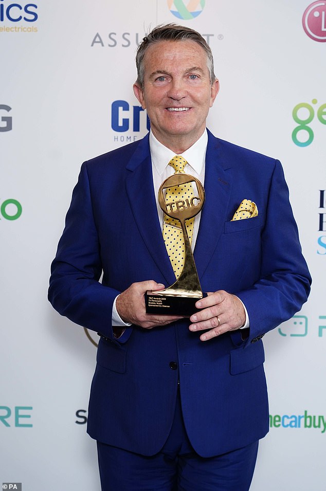 Bradley also beat Piers Morgan and Martin Lewis in the category (pictured with his gong from last year)