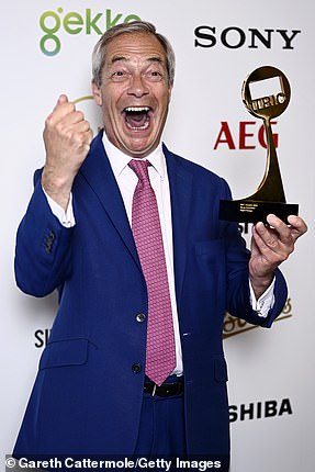 Nigel Farage took home the News Presenter Of The Year Award for the second year in a row