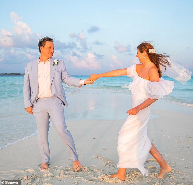 Jamie and Jools first renewed their vows in 2023 during a family trip in the Maldives