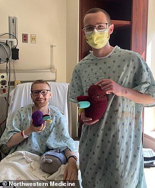 Mr. Nicholas (left) and Mr. Wise (right) at Northwestern Memorial Hospital