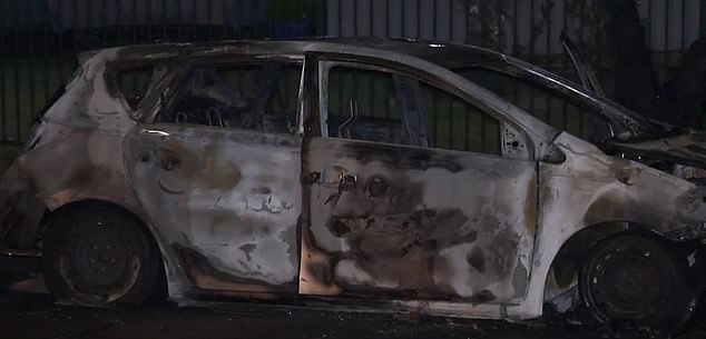 Police have launched an urgent manhunt for the gunman after the white Toyota Corolla he was in was found on fire in a neighboring suburb