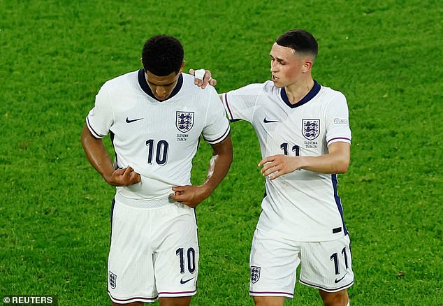 The obvious solution to England's problems seems to be to push Jude Bellingham (left) deeper, with Foden given the number ten role