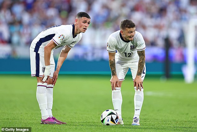 Because Kieran Trippier (right) is naturally right-footed, England have had no width on the left