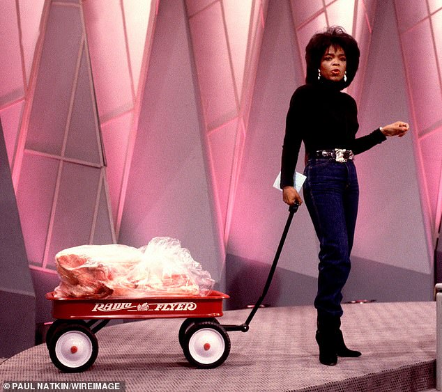 The talk show host famously showed off her weight loss in 1988 in a segment where she walked around a cart filled with 70 pounds of fat