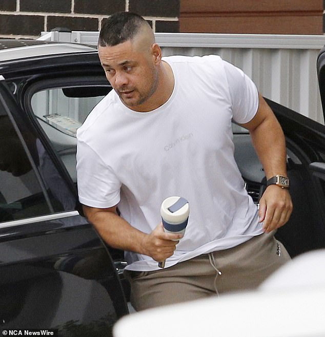 Hayne (pictured returning home this month after being released from prison) settled out of court for an undisclosed amount when he was sued by a woman who accused him of raping her in 2015 while playing for the San Francisco 49ers NFL team