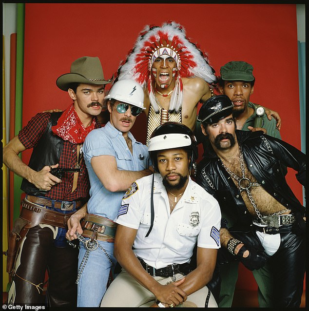 Payments to Willis (front center) and current group members were delayed after Disney allegedly wrote checks to the wrong people and then canceled them when the error was brought to its attention;  an early Village People lineup pictured in 1976