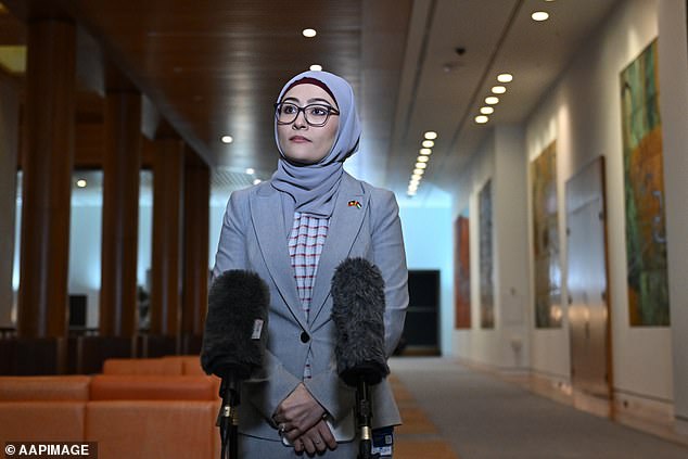 Senator Fatima Payman (pictured) has sided with the Greens in a Senate vote to recognize Palestine as a state