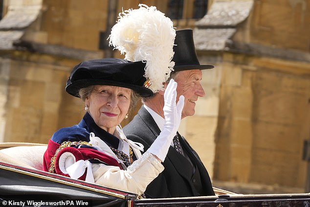 The Princess Royal and Vice Admiral Sir Tim Laurence at Windsor Castle last Monday