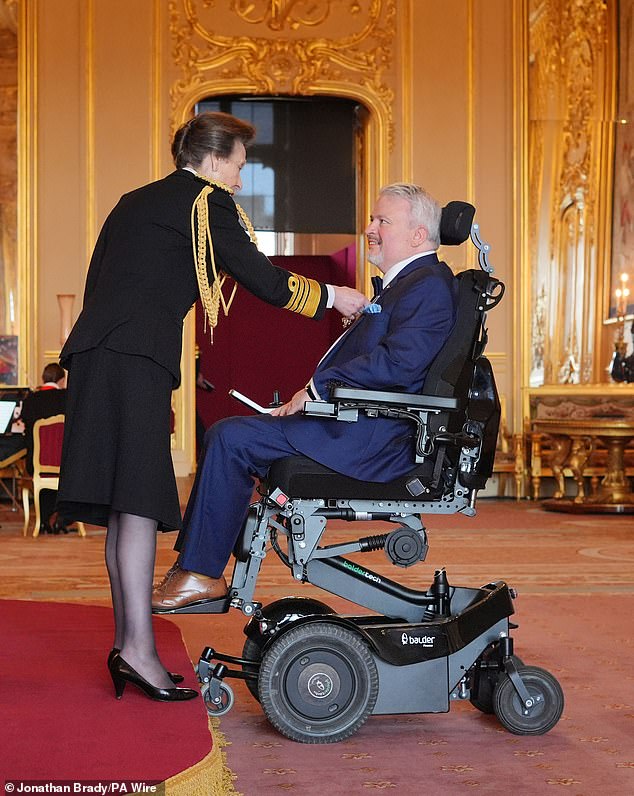 Princess Anne will honor Michael McGrath, chief executive of the Muscle Help Foundation, by appointing him a Member of the Order of the British Empire on June 12 at Windsor Castle.