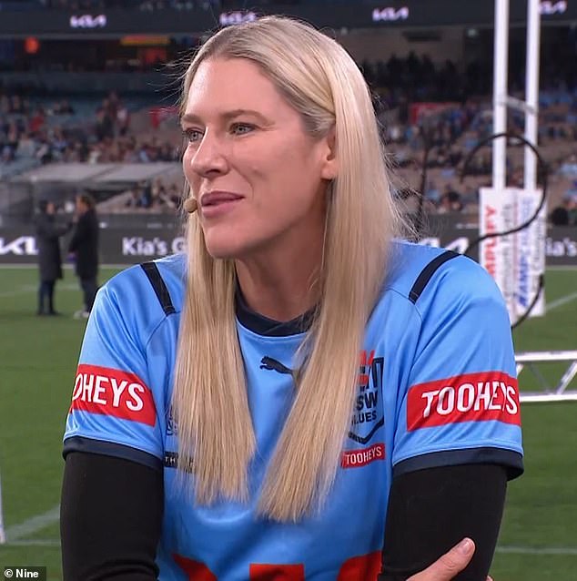 Australian basketball great Lauren Jackson made a bizarre appearance on TV screens across the country, talking about the Olympics in July ahead of the rugby league jewel