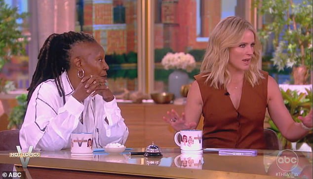 Sara (right) suggested that celebrities are 'lying', while Whoopi argued that not everyone is 'comfortable' sharing