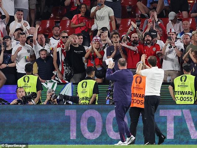 The England boss was booed as he went to the Three Lions fans to thank them for their support