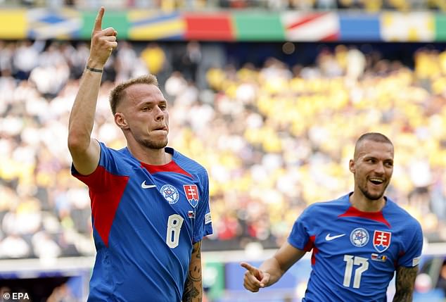 Ondrej Duda headed his header into the far corner to give Slovakia the lead in the first half