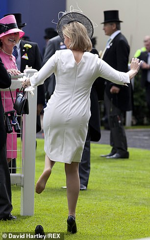 Sophie, Duchess of Edinburgh, found herself in a similar situation in 2010 when her shoe got stuck in the lawn of the parade ring at Royal Ascot