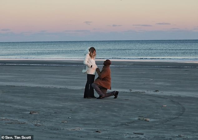 Scott, 58, proposed to Noce, 47, in January, just before the New Hampshire primary.  The couple will marry on August 3 in Charleston, South Carolina