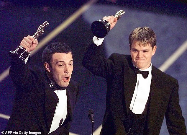 Damon and Affleck have been friends since childhood and famously wrote the Oscar-winning screenplay for Good Will Hunting (pictured in March 1998).