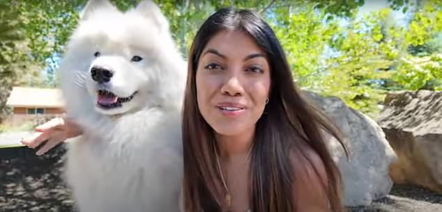 YouTube star Charishma Cohen, aka Life With A Landcloud, who has 1.46 million subscribers, with her Samoyed dog Boomer