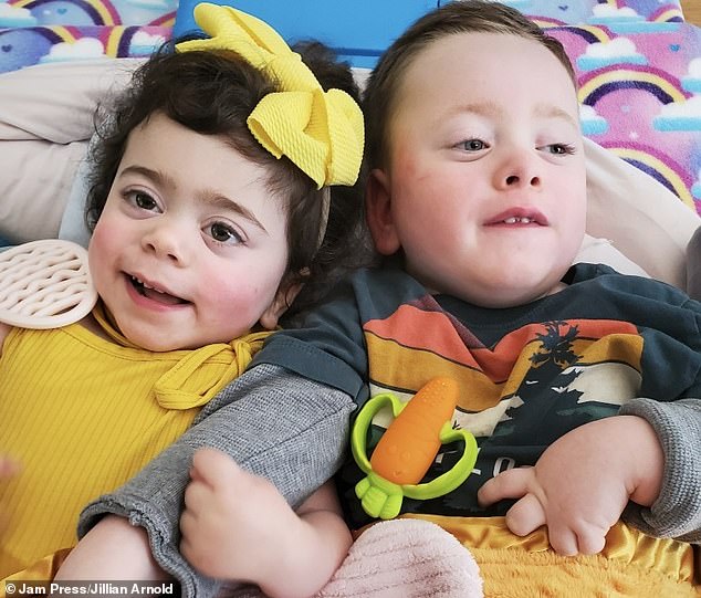 Roman (right) was diagnosed with the severe type A form of acid sphingomyelinase deficiency (ASMD) at six months old
