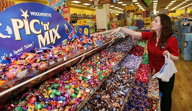 Sixty percent of Generation Z – generally considered those born between 1997 and 2010 – chose the 1980s.  Pictured: Woolworths Pic 'n' Mix