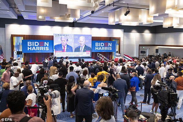Biden supporters at a watch party in Atlanta, Georgia, on Thursday evening