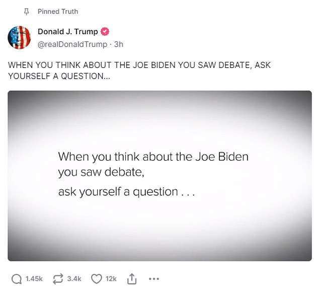 Trump took to his TRUTH Social to share a video of Biden's recent blunders
