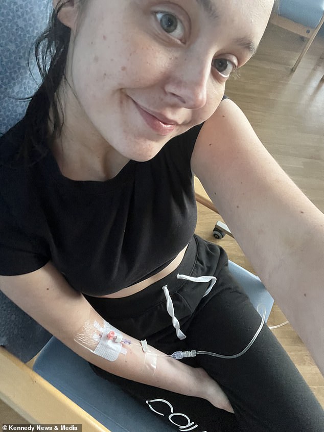The 22-year-old journalism graduate needed an IV to treat her illness while she was in hospital