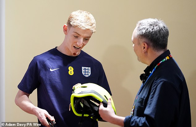 Quigley also presented Gordon with a helmet following the England winger's crash earlier in the week