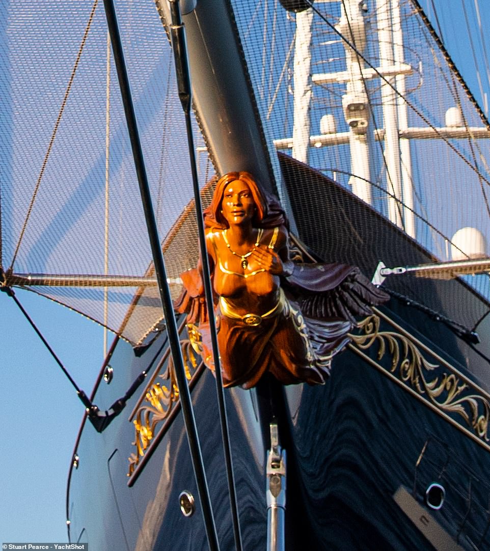 The Koru is the second largest sailing ship in the world with a detailed carving of a woman