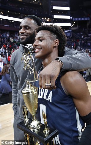 The superstar couple pose together during Bronny's time at Sierra Canyon High School