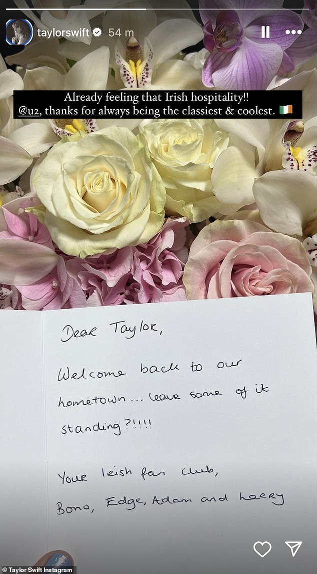 The singer shared a beautiful photo of a bunch of pastel flowers next to a handwritten card with her followers on her Instagram story on Friday