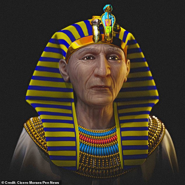 The lifelike statue showed a frail, old man with a weathered face - and some features resembled the giant statues of Ramses that still stand in Egypt