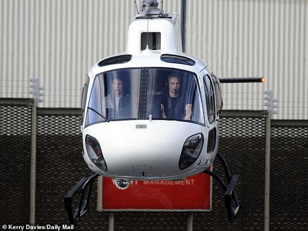 The acting legend, who is often known for his own stunts in daring action films, was spotted landing his private helicopter