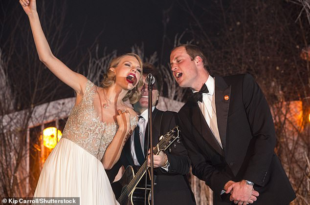 Prince William previously shared the stage with Taylor Swift and Jon Bon Jovi during a charity performance in 2013 - the trio is seen here performing Bon Jovi's hit Livin' On A Prayer (pictured)
