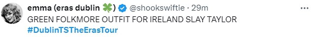 1719612163 324 Taylor Swift sends fans WILD as she represents Irish colours