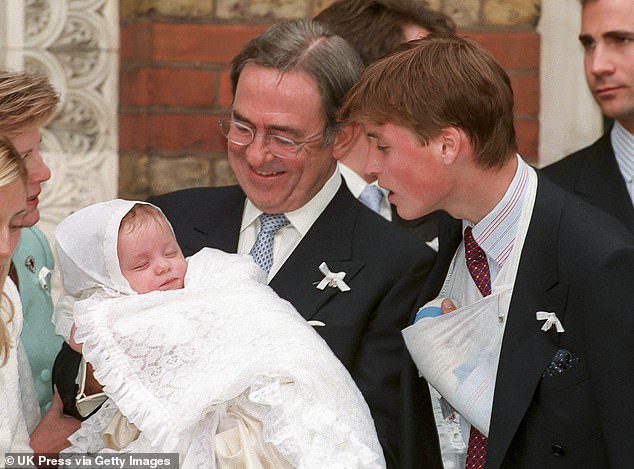 Prince Constantine's late grandfather, King Constantine II, was a second cousin of King Charles III and godfather to Prince William. The Prince of Wales is godfather to Prince Constantine (pictured in London in April 1999)