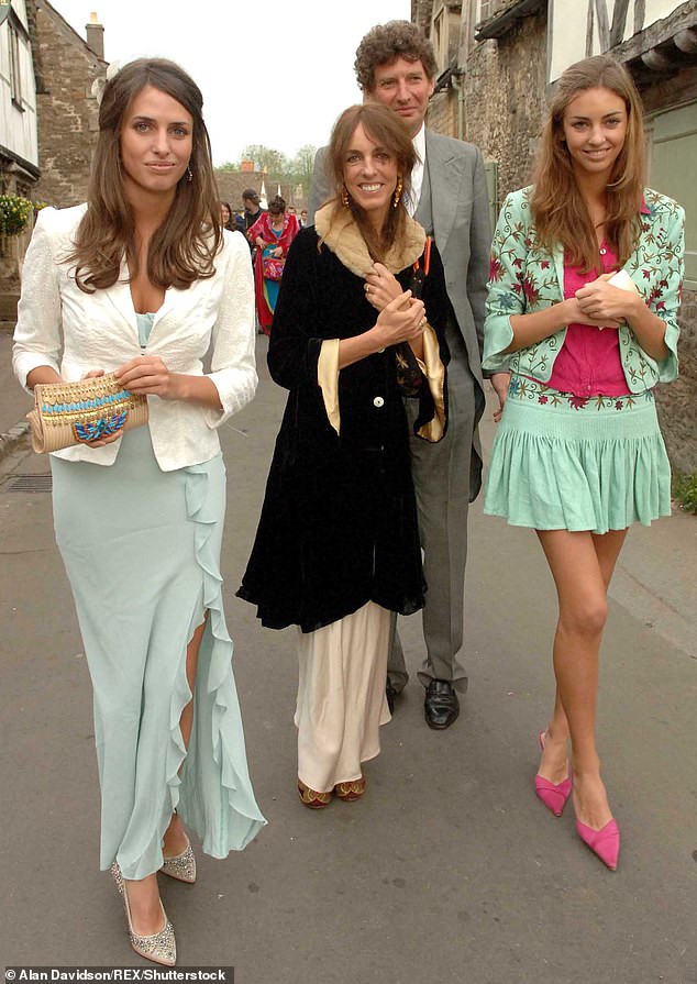 Tim and Emma Hanbury with their daughters Rose (right) and Marina (left) at the wedding of Laura Parker Bowles and Harry Lopes in 2006