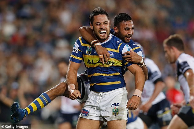 Hayne (pictured, playing for the Eels) has consistently denied the charges and twice had his conviction quashed by the Court of Criminal Appeal.