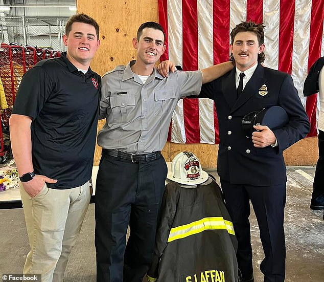 The Laffans are a firefighter family: Caeden's maternal grandfather served as a firefighter, and his younger brother, Cooper (center), is now in the fire academy