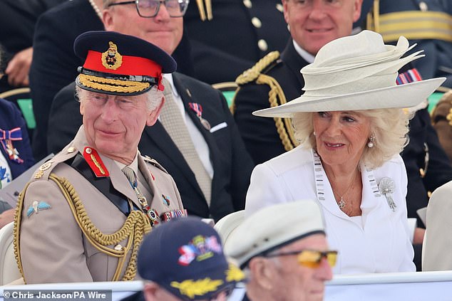 King Charles and Camilla at the event in Normandy to mark the 80th anniversary of D-Day on June 6