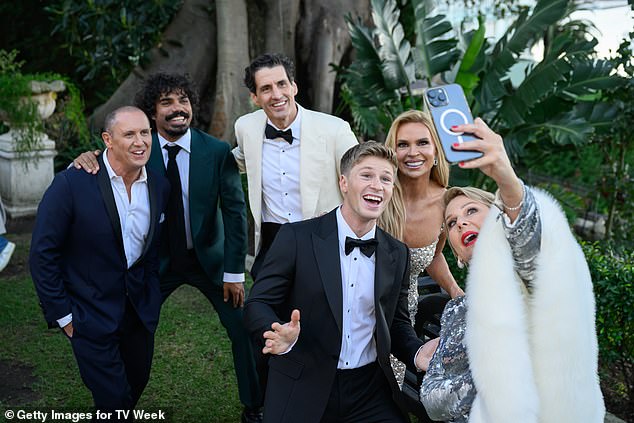 Pictured: Larry poses with Gold Logie nominees Tony Armstrong, Andy Lee, Robert Irwin, Sonia Kruger and Julia Morris