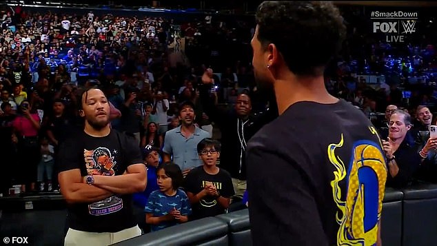 NBA rivals Jalen Brunson (left) and Tyrese Haliburton (right) stare each other down at MSG