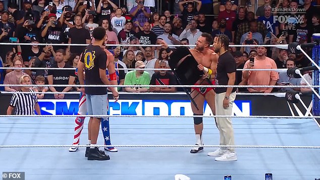 In an effort to put an end to any cheating, Brunson grabbed one of the WWE's ubiquitous folding chairs and entered the ring alongside Paul's opponent, LA Knight.