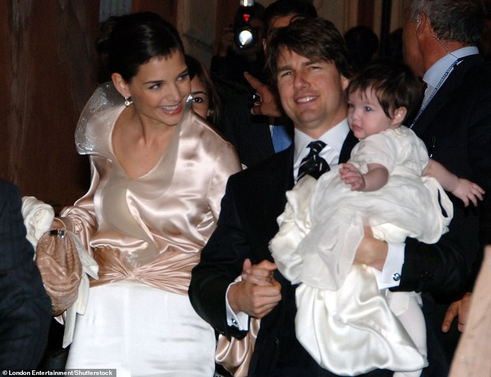 Katie and Tom were pictured with a baby Suri in 2006, on their way to their wedding rehearsal dinner in Italy