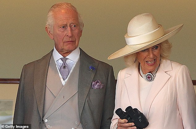 King Charles and Queen Camilla watched from the Royal Box on the fifth day of Ascot Racecourse