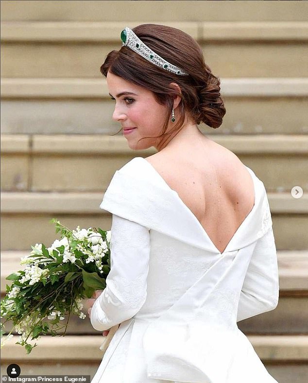 Earlier this week, Eugenie shared a photo of herself in her wedding dress showing off her scoliosis scar