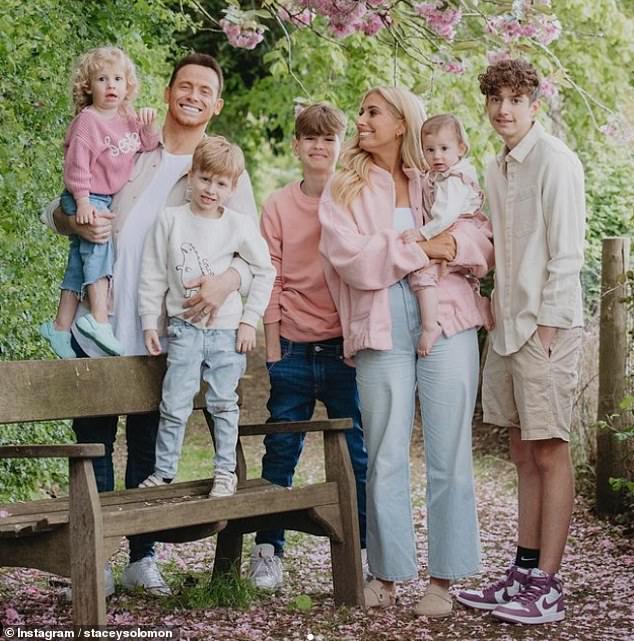 Stacey shares Zachary, 16, with ex-boyfriend Dean Cox, Leighton, 12, with ex-fiance Aaron Barnham, and Rex, five, Rose, two, and Belle, 16 months, with husband Joe (all pictured)