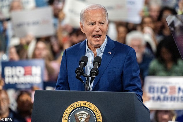 U.S. President Joe Biden addresses the crowd during a campaign event at the Jim Graham Building at the North Carolina State Fairgrounds in Raleigh, North Carolina, U.S., June 28, 2024