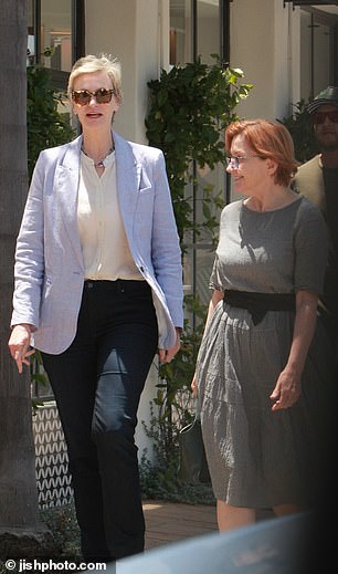 Jane Lynch and her rarely seen wife, screenwriter Jennifer Cheyne, enjoyed a lunch date in Montecito last week