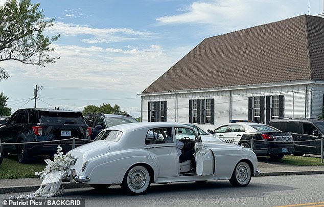 The special white car for the wedding was also spotted