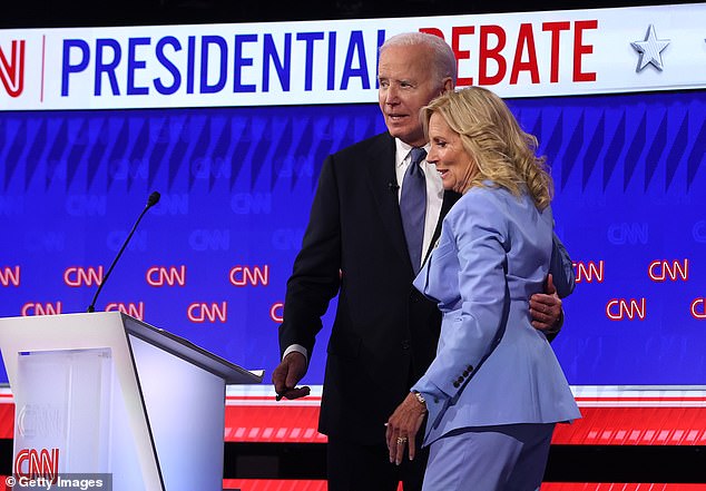 President Joe Biden and First Lady Jill Biden are pictured after the CNN presidential debate on June 27